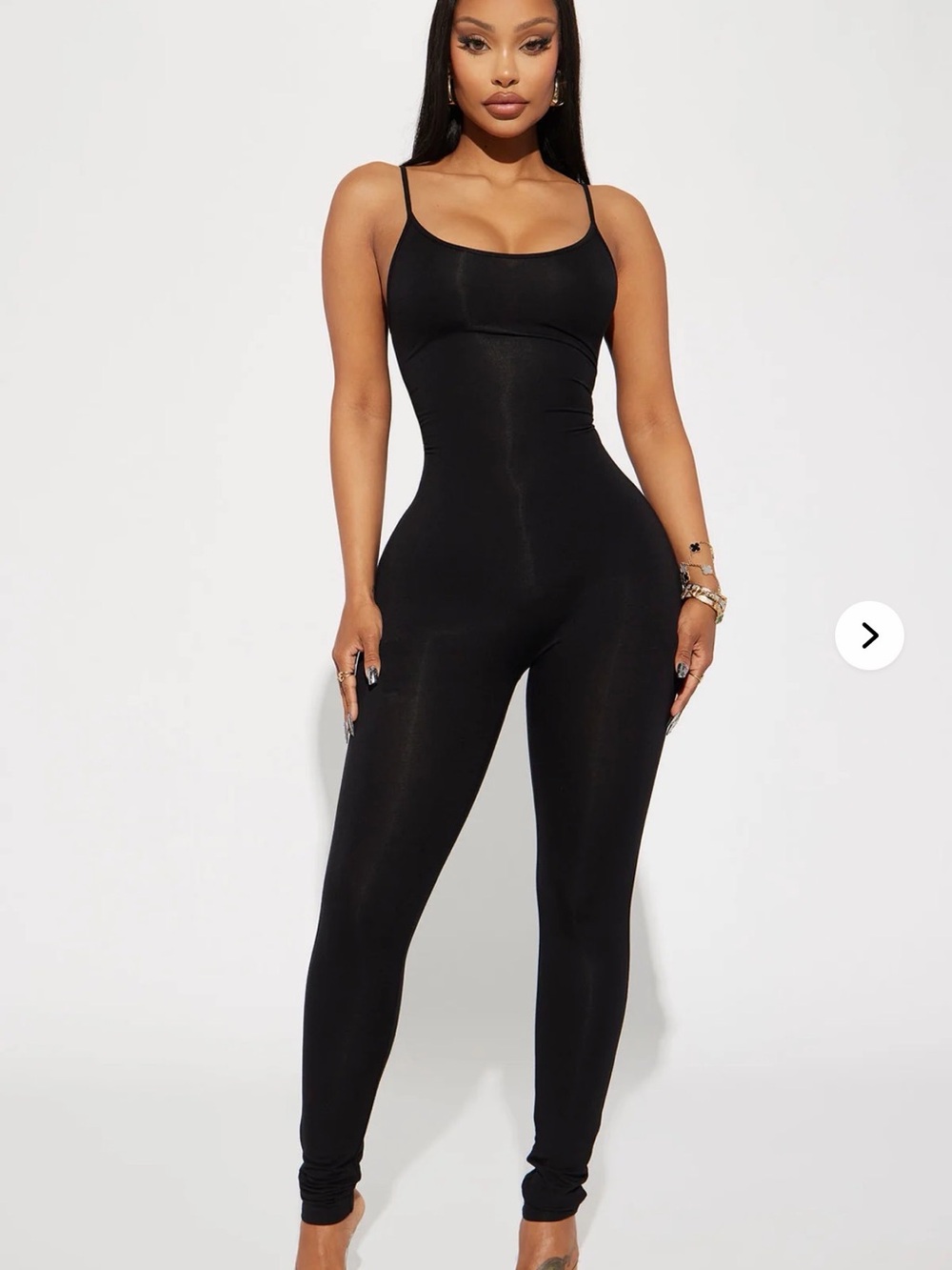 Fashion Nova Black Spaghetti-Strap Jumpsuit Sleek One-Piece